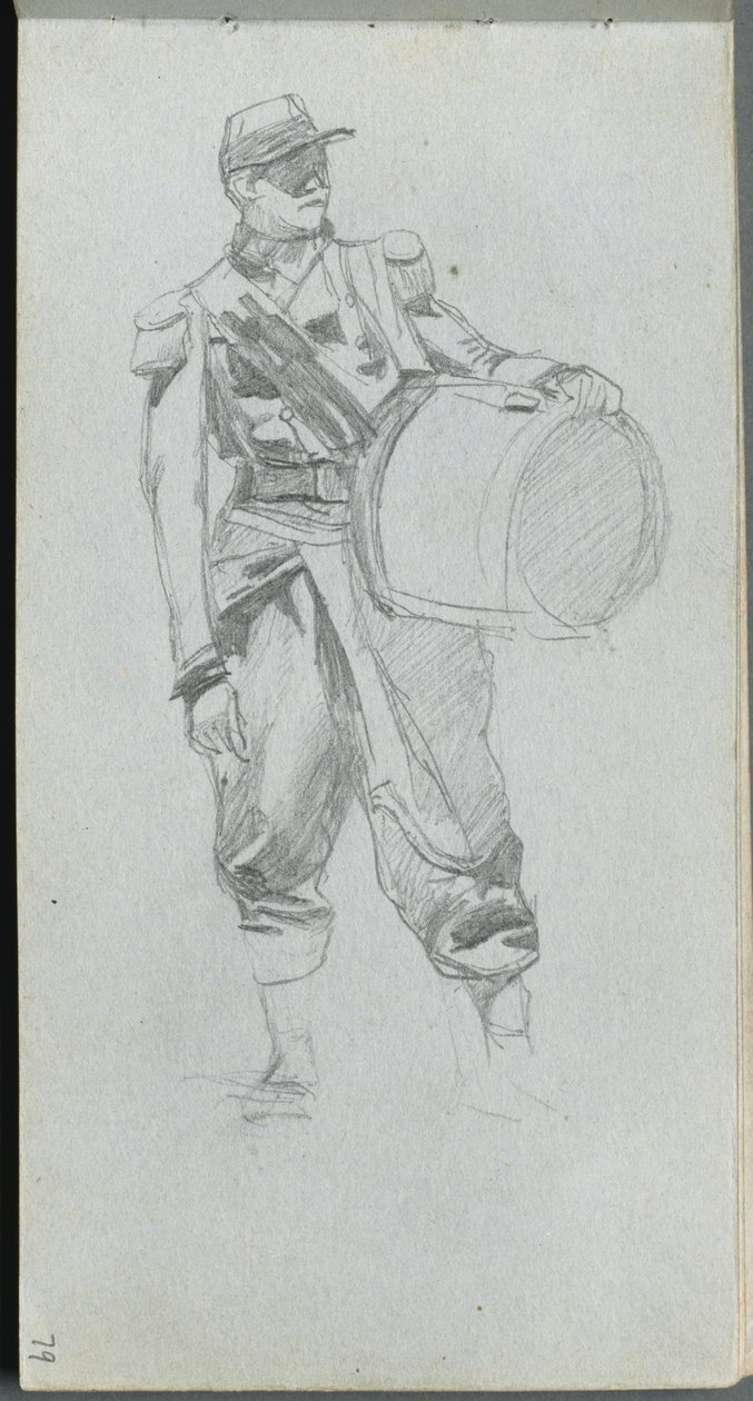 Taccuino, pagina 79: Soldato con tamburo da Jean Louis Ernest Meissonier