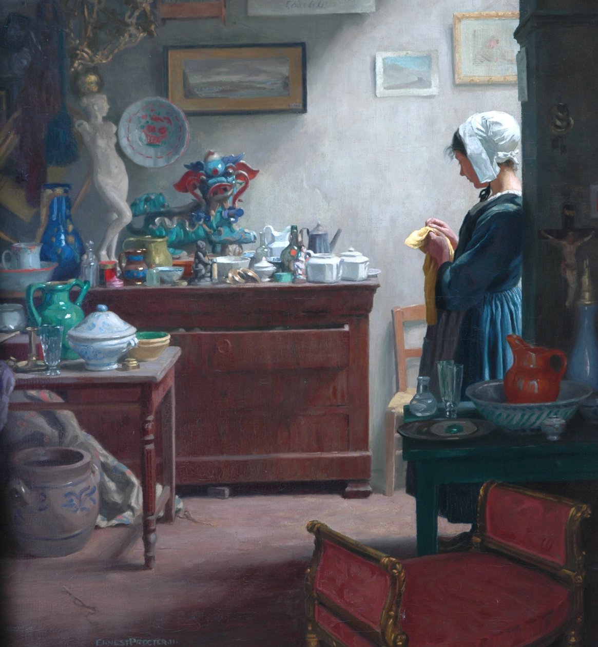 Un Negozio di Antiquariato in Bretagna, 1911 da Ernest Procter