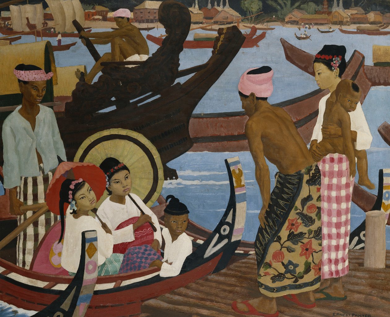 Attraversando il fiume, Birmania da Ernest Procter