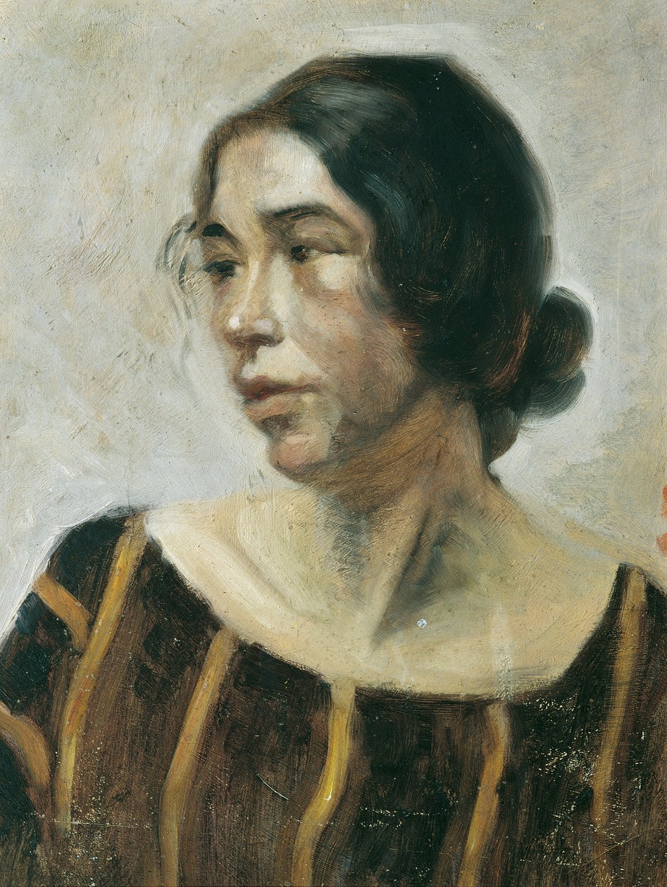 Dama in abito a righe da Ernestine von Hüttenbrenner