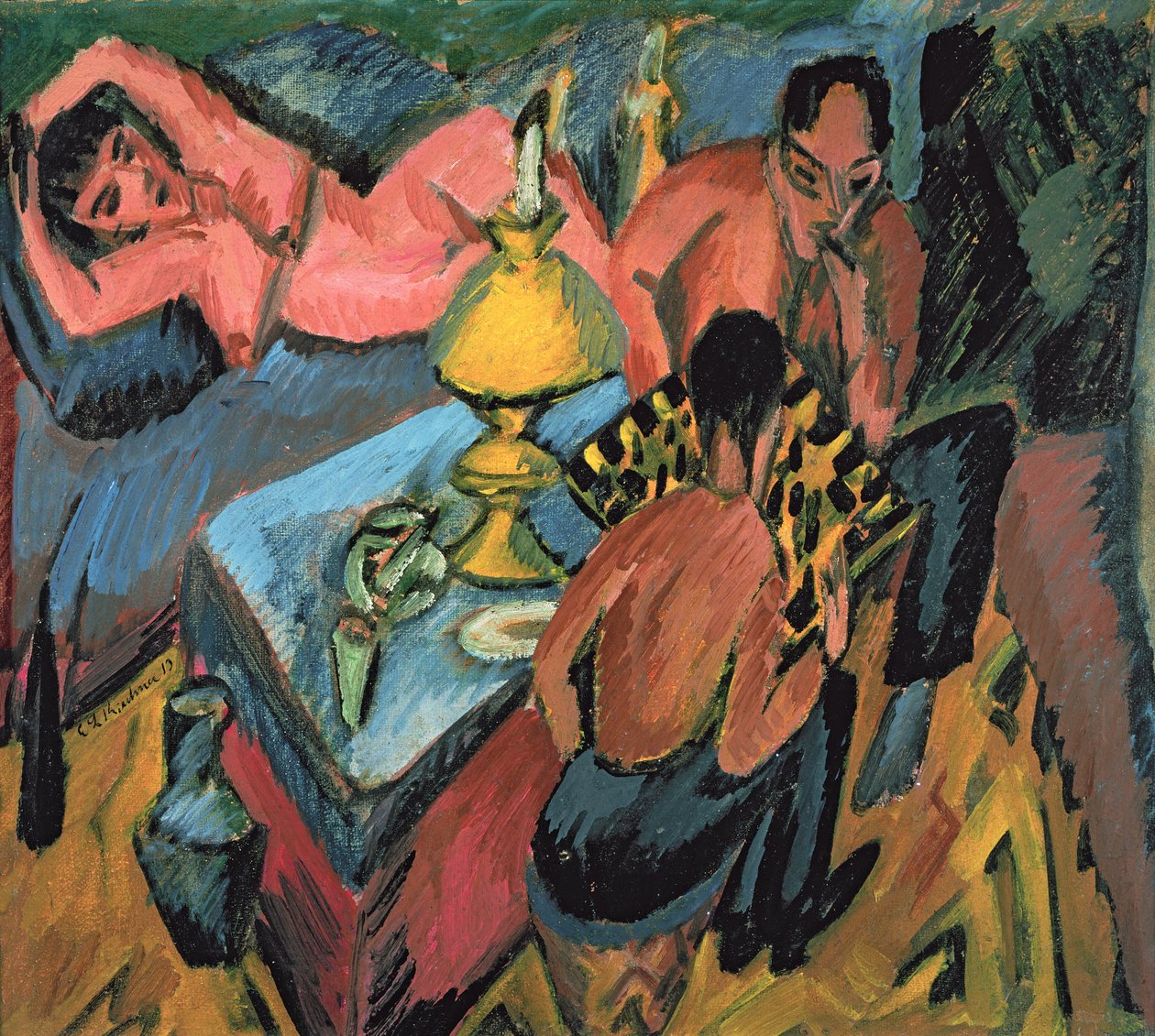 Otto Muller (1874-1930) che gioca a scacchi, 1913 da Ernst Ludwig Kirchner