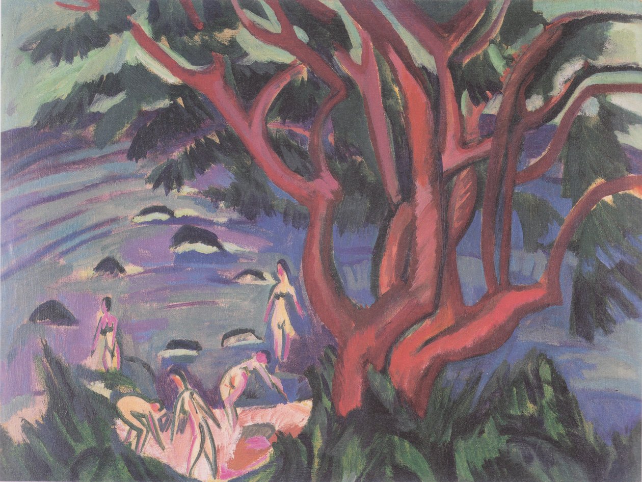 Albero rosso sulla spiaggia da Ernst Ludwig Kirchner