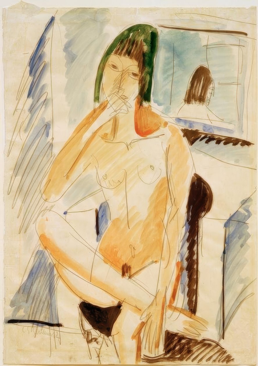 Nudo seduto sulla poltrona blu da Ernst Ludwig Kirchner