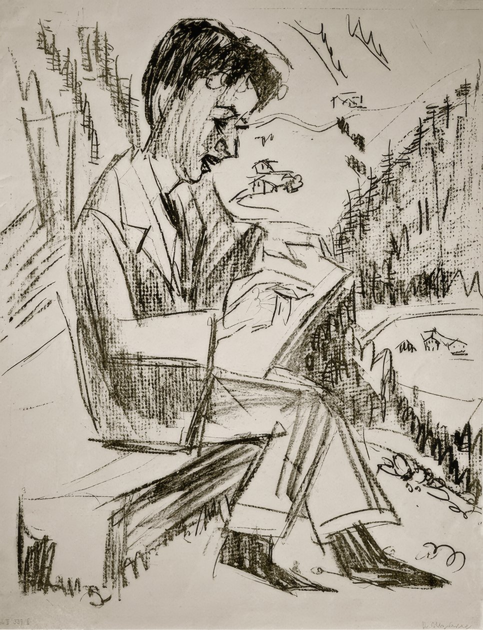 Giovane uomo che disegna da Ernst Ludwig Kirchner