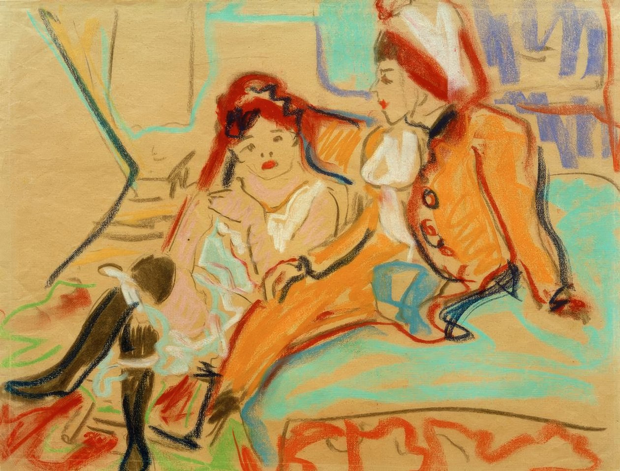 Due ragazze su un divano da Ernst Ludwig Kirchner