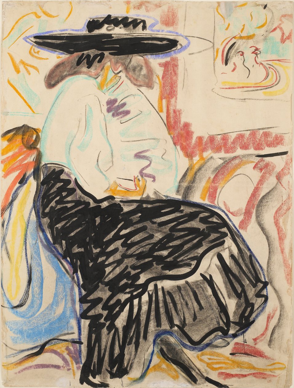 Donna seduta nello studio da Ernst Ludwig Kirchner