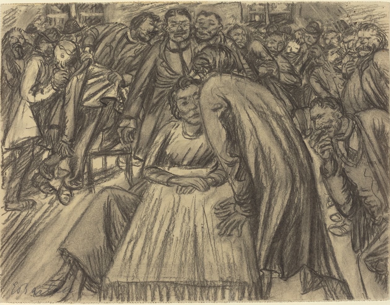 La coppia nella folla, 1917 da Ernst Barlach