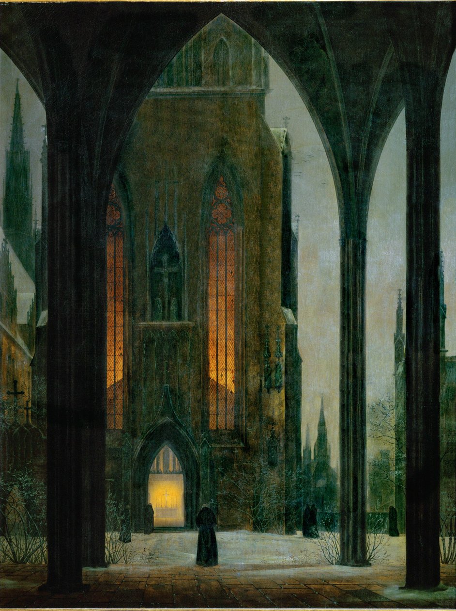 Cattedrale in inverno... (olio su tela) da Ernst Ferdinand Oehme