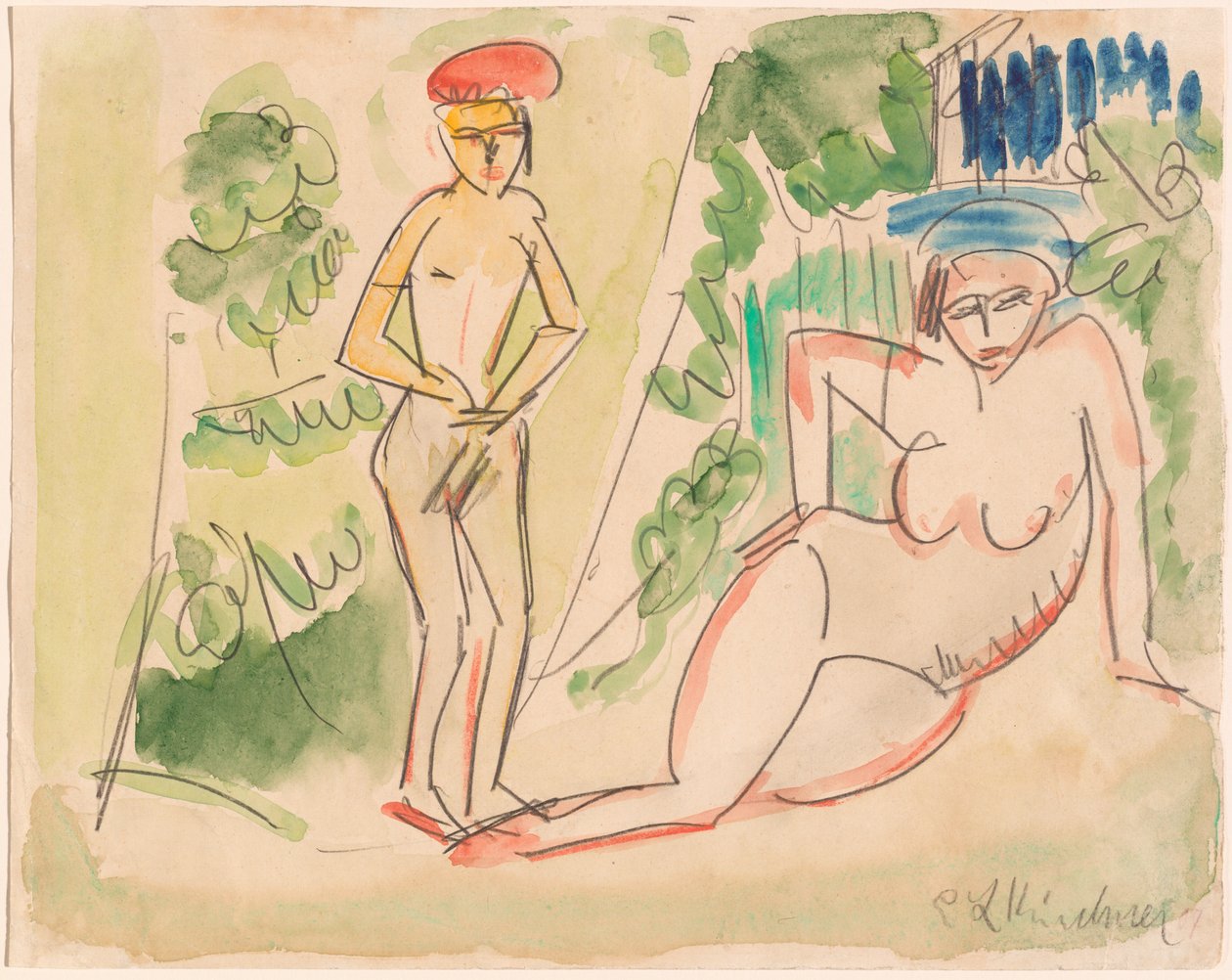 Due bagnanti vicino al bosco, 1910-1911 da Ernst Ludwig Kirchner