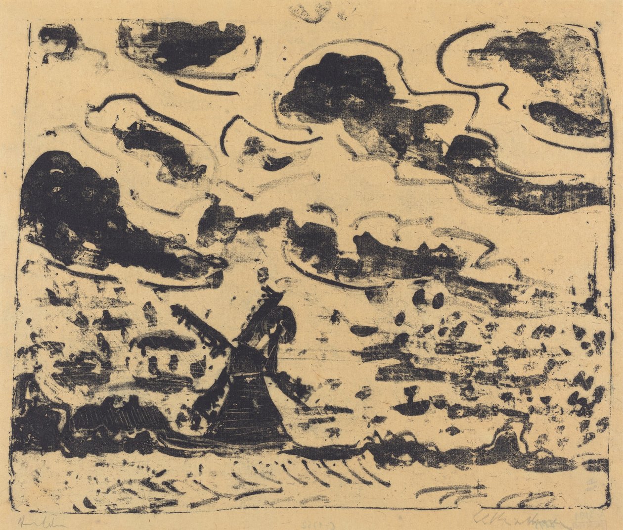 Mulino a Vento vicino a Burg su Fehmarn, 1908 da Ernst Ludwig Kirchner