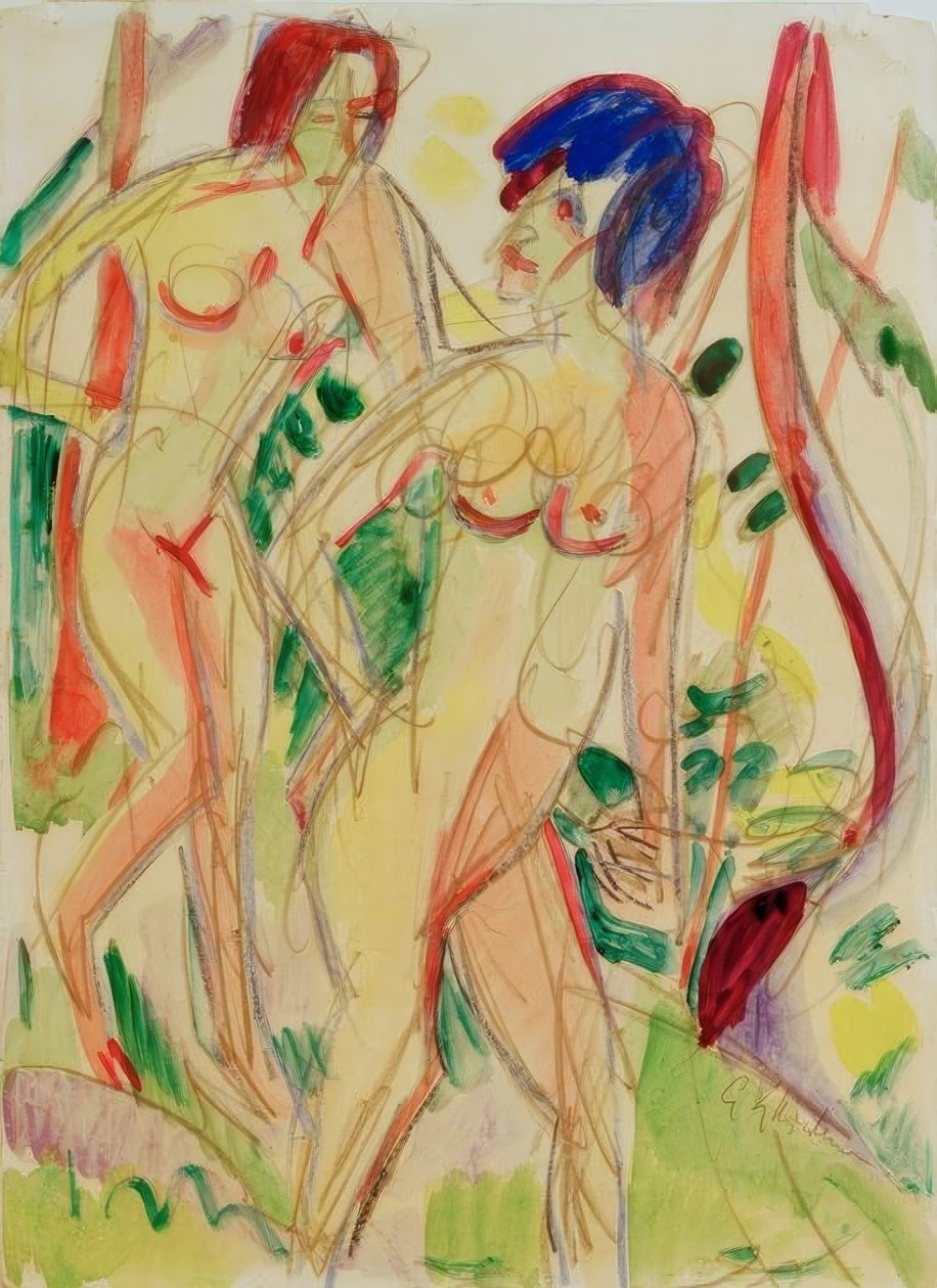 Nudi nel bosco, blu da Ernst Ludwig Kirchner