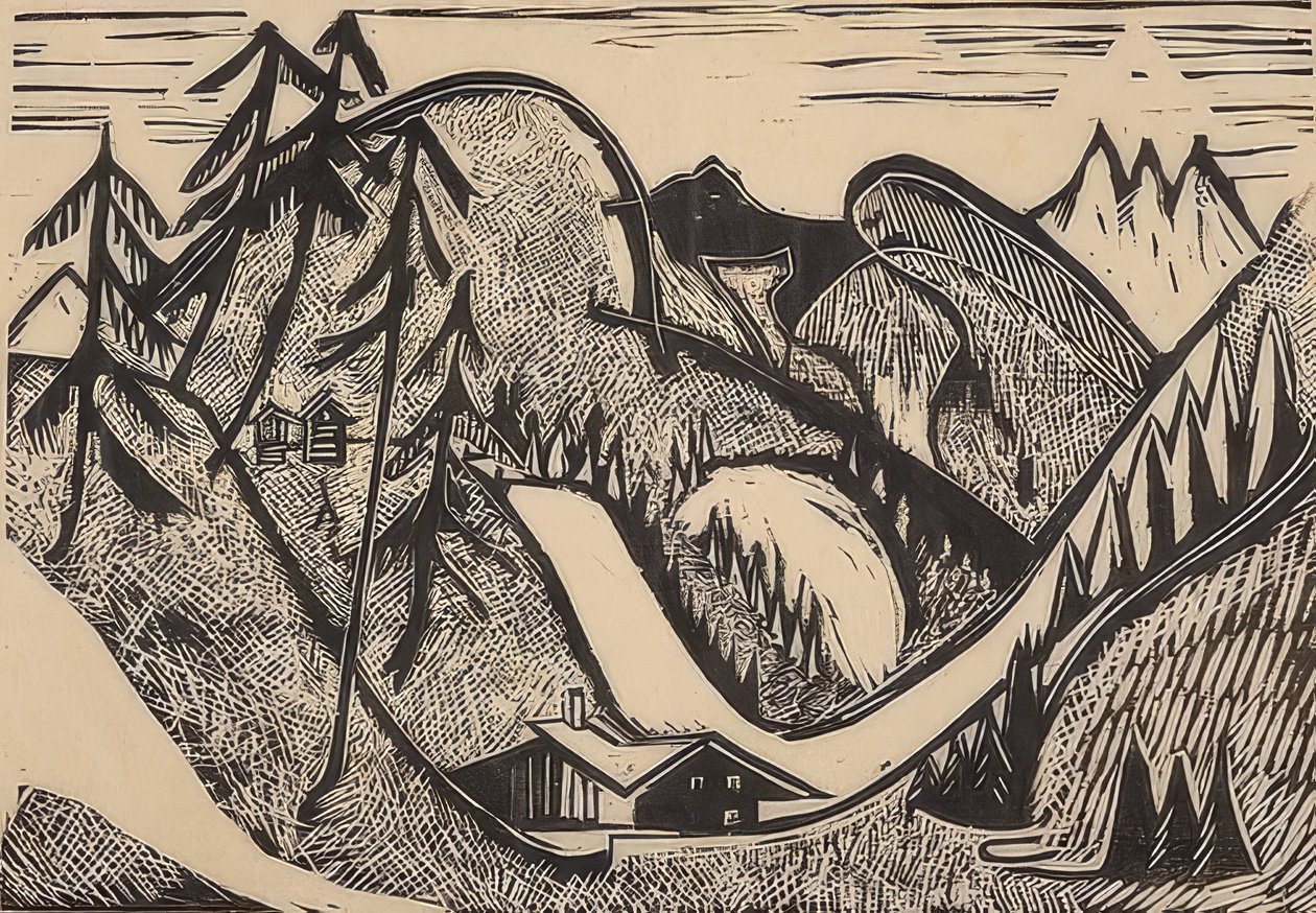 Paesaggio montano presso Glarona da Ernst Ludwig Kirchner