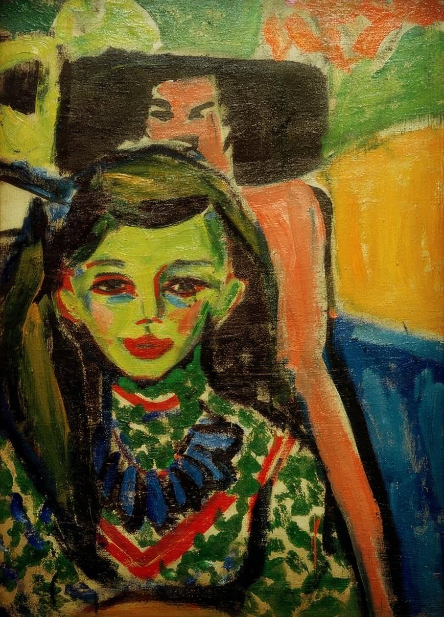 Fränzi davanti a una sedia intagliata da Ernst Ludwig Kirchner