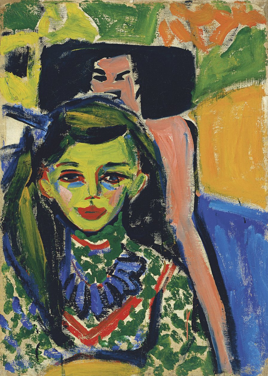 Fränzi davanti a una sedia intagliata da Ernst Ludwig Kirchner