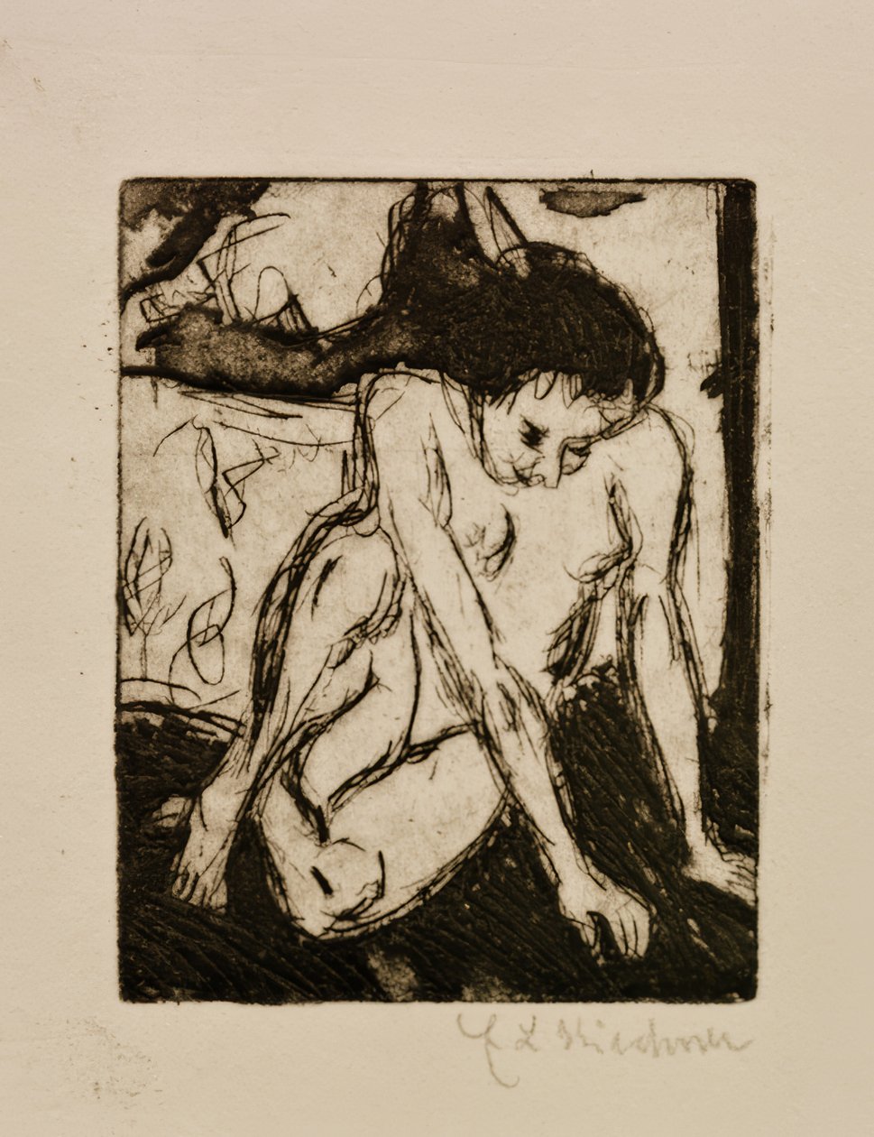 Ragazza nuda seduta da Ernst Ludwig Kirchner