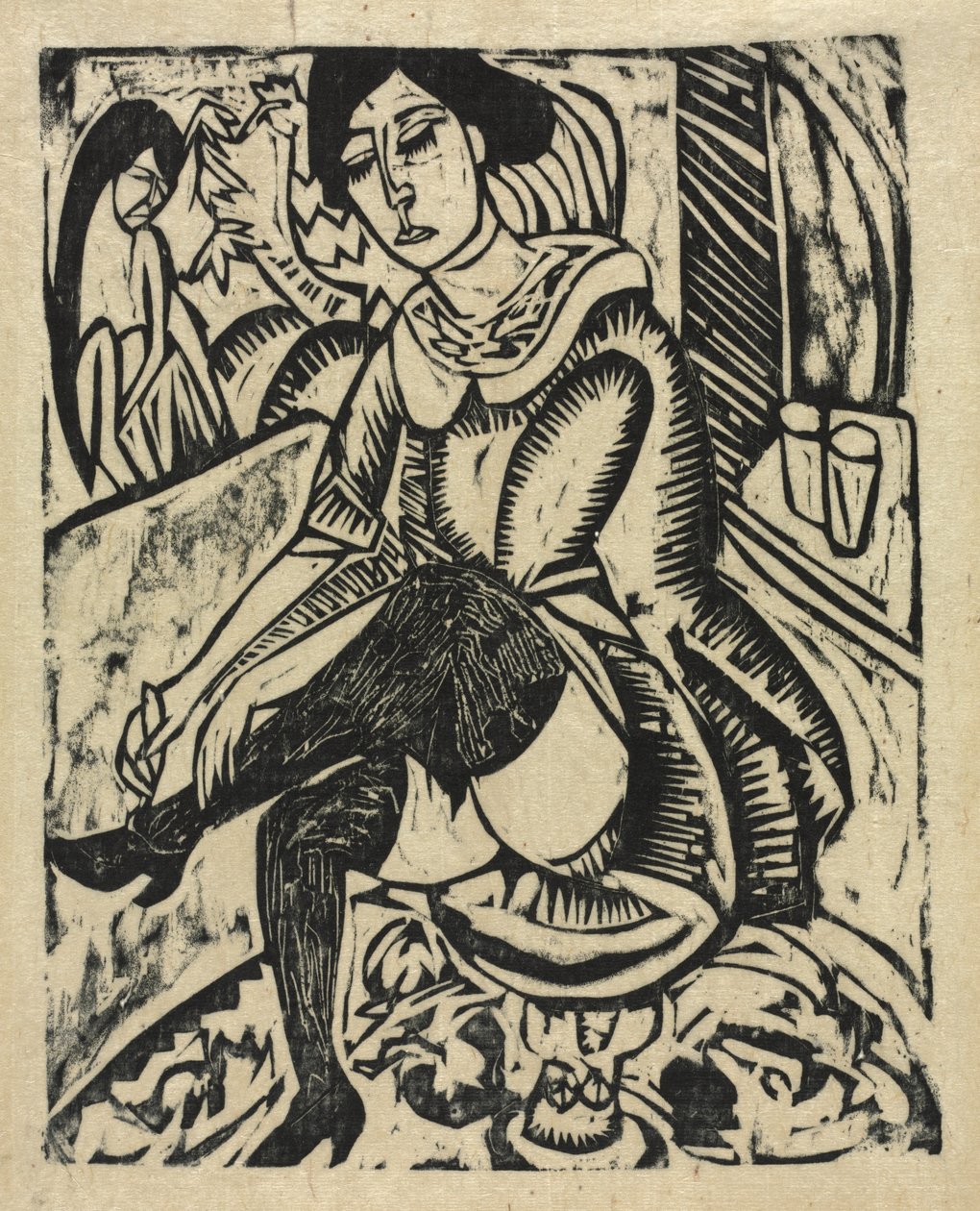 Donna che si mette le scarpe da Ernst Ludwig Kirchner