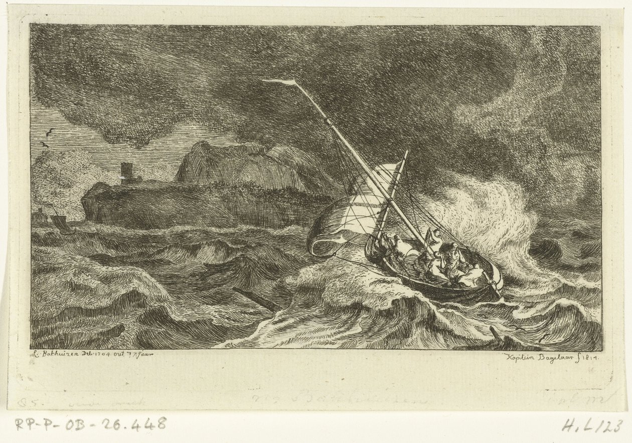 Barca a vela su mare tempestoso da Ernst Willem Jan Bagelaar