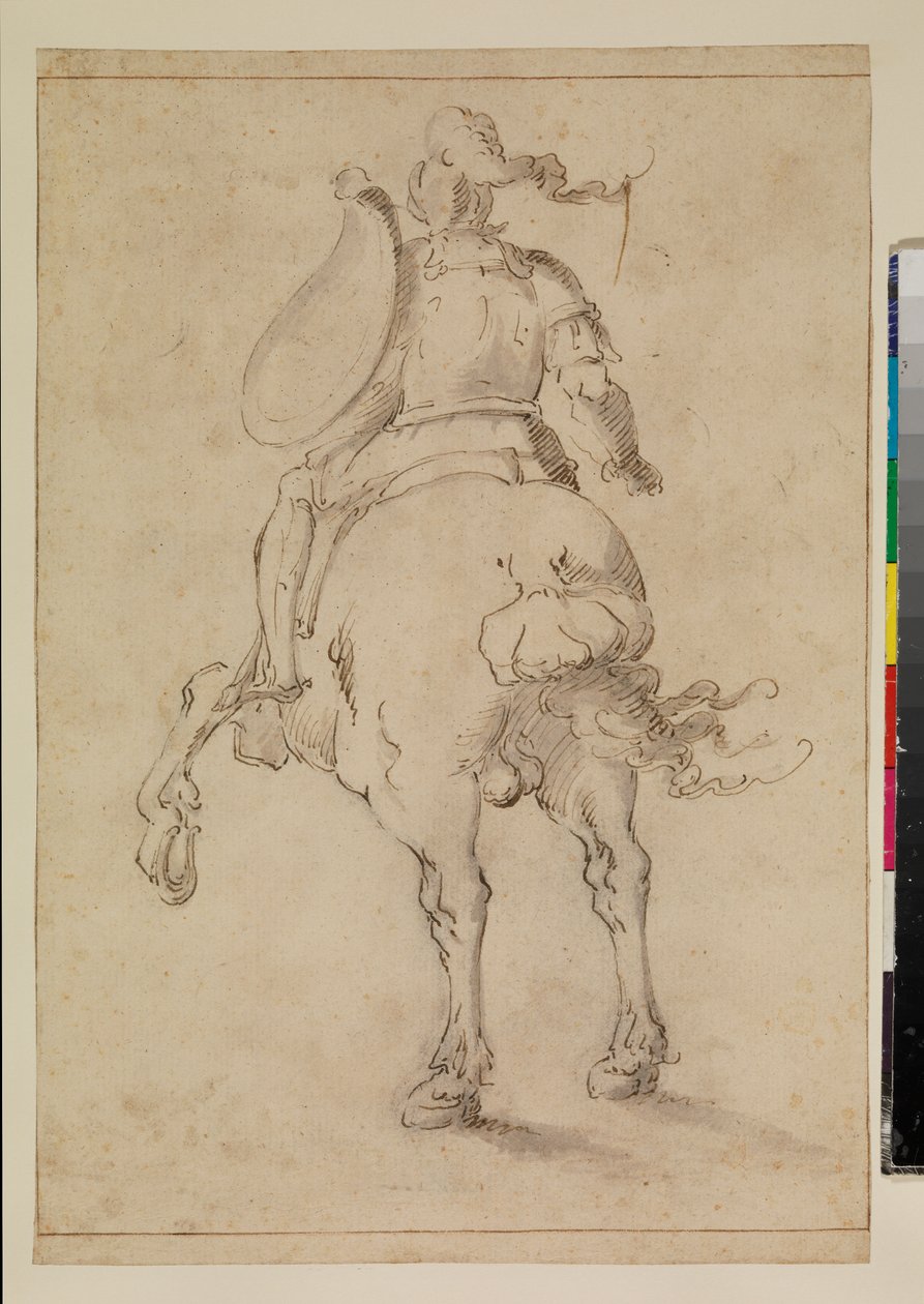 Soldato a cavallo visto da dietro da Esteban (circle of) March