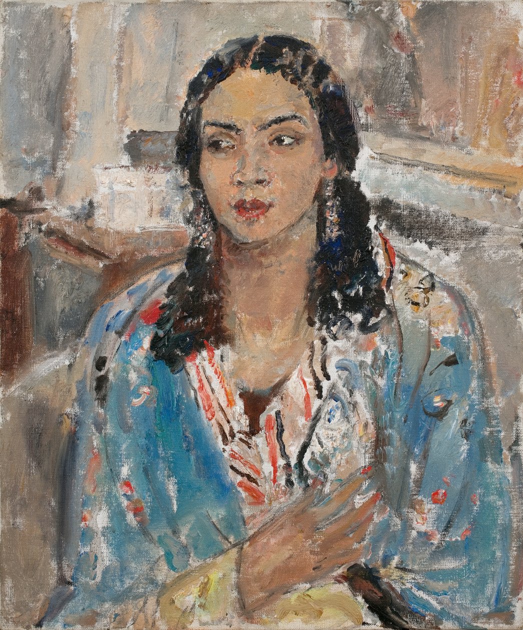 La giacca blu (olio su tela) da Ethel Walker