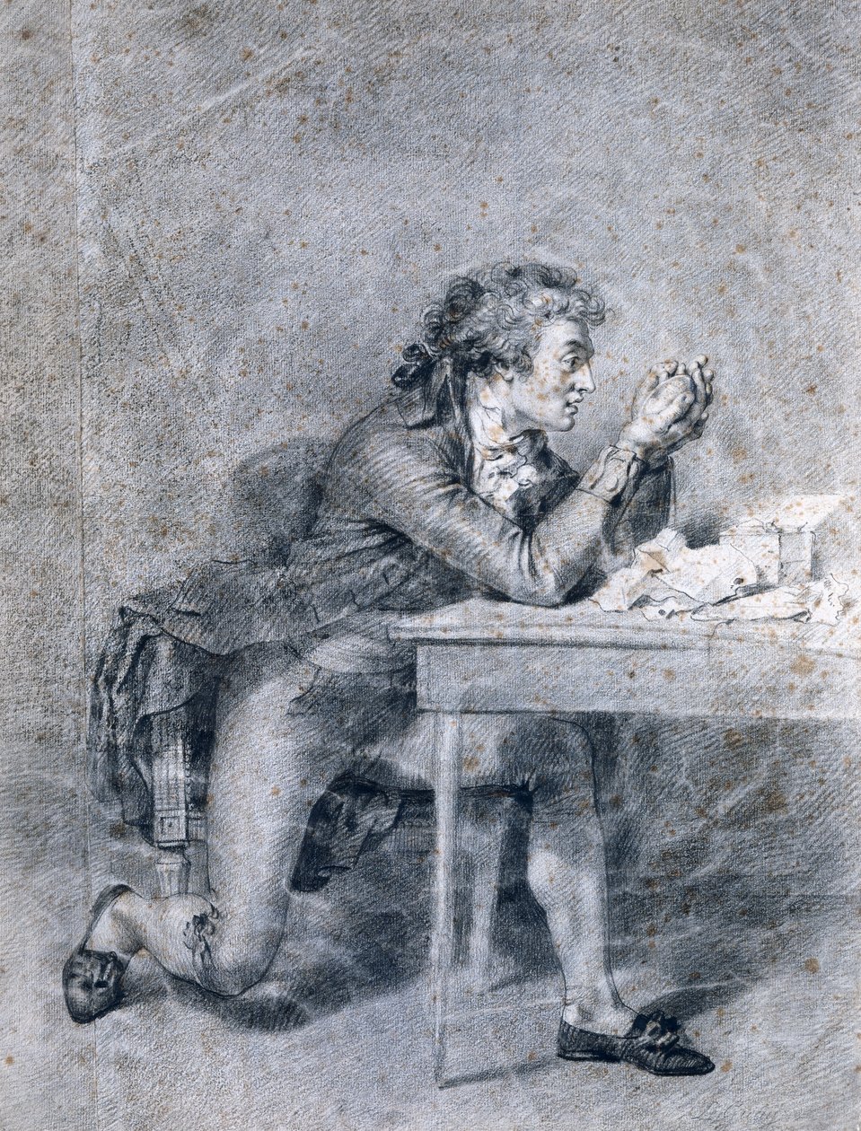 François Buzot (1760-94) contempla un ritratto in miniatura di Madame Roland (1754-93) da Etienne Charles Leguay
