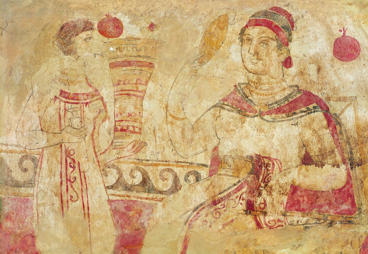 Donna al suo toilette, scena funeraria, periodo sannitico da Etruscan