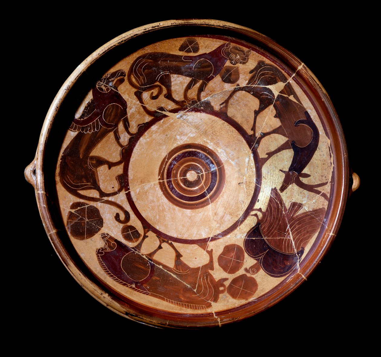 Piatto in terracotta rappresentante animali, 600-590 a.C. da Etruscan
