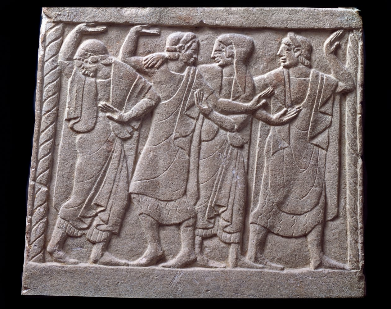 Scena di danza, bassorilievo di lapide in marmo da Etruscan Etruscan
