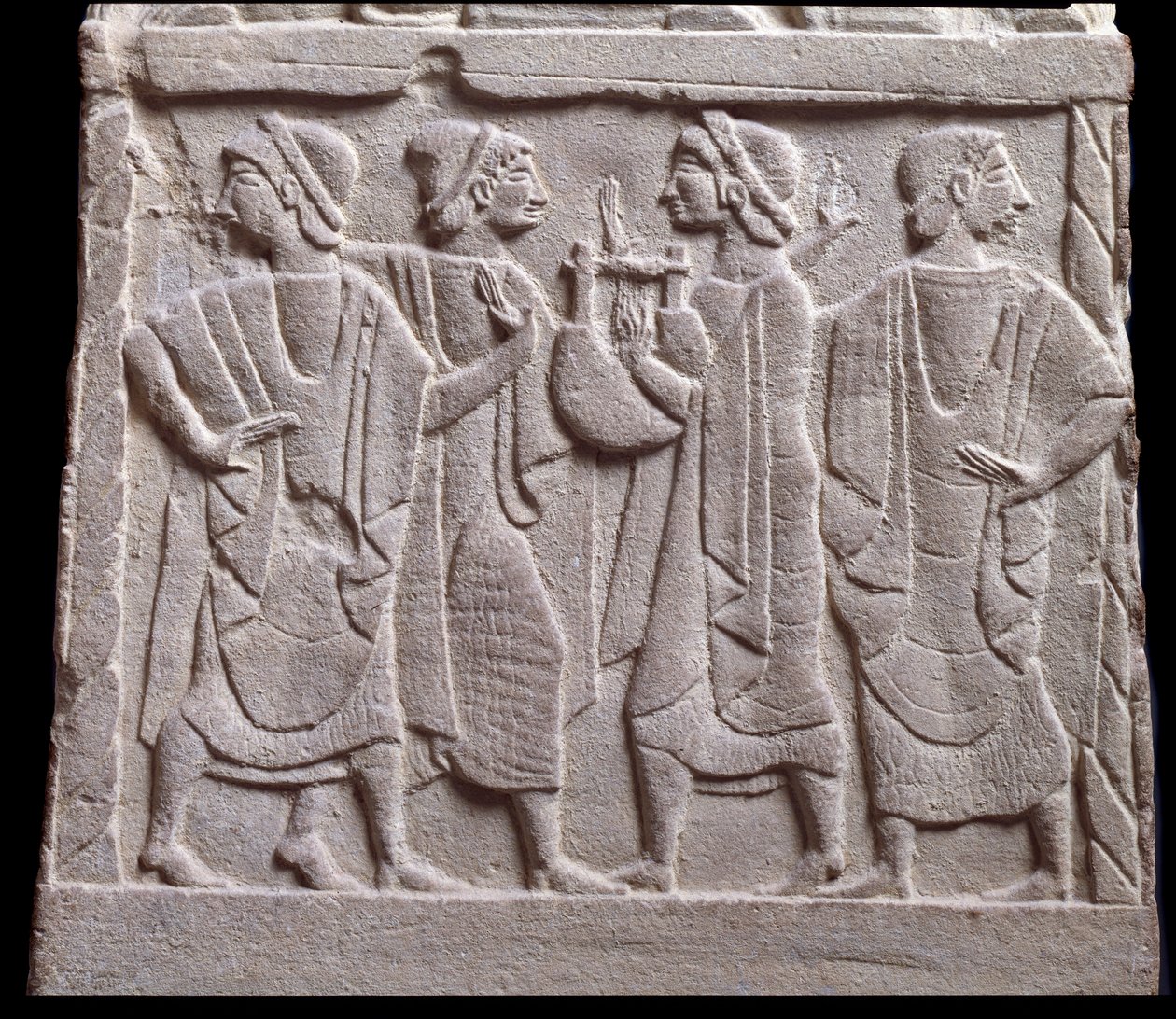 Scena di danza, bassorilievo di lapide di marmo da Etruscan Etruscan