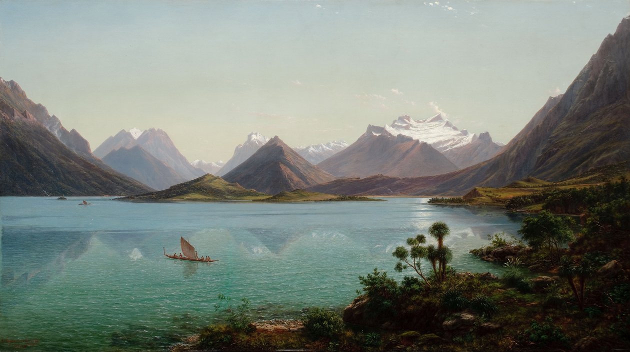 Lago Wakatipu con il Monte Earnslaw, Isola del Sud, Nuova Zelanda da Eugene von Guérard