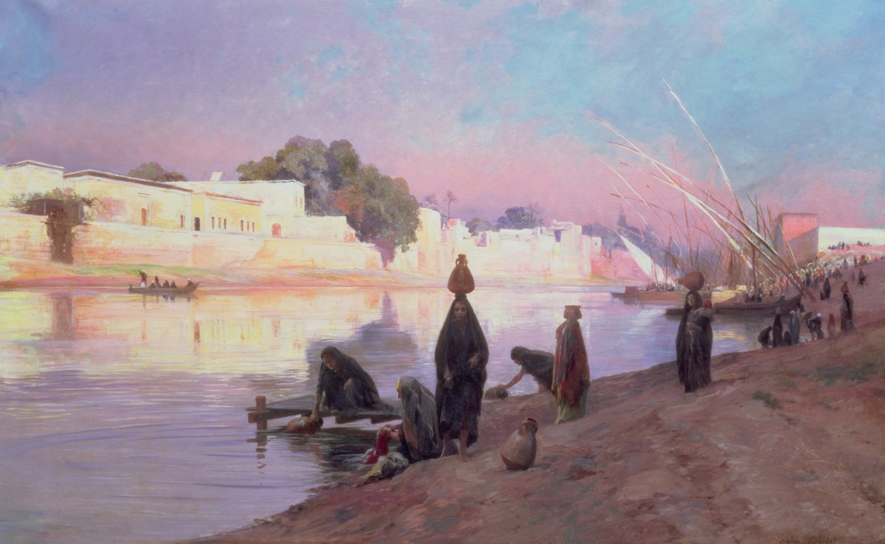 Lavandaie sulle rive del Nilo da Eugene Alexis Girardet