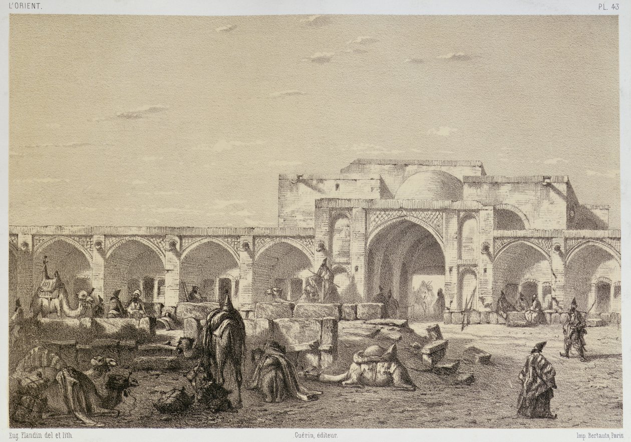 Caravanserraglio sulla strada da Isfahan a Shiraz da Eugene Flandin