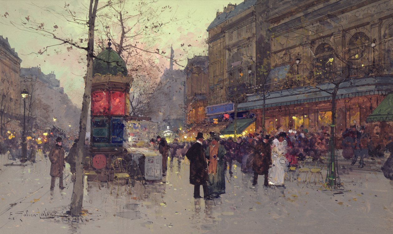 Scena di strada a Parigi da Eugene Galien Laloue