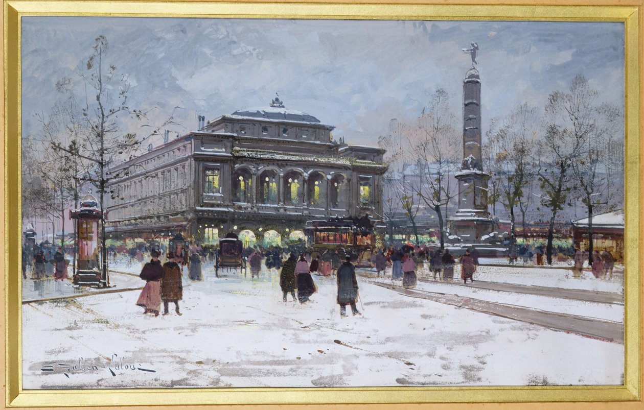 La Place du Chatelet, Parigi da Eugene Galien Laloue