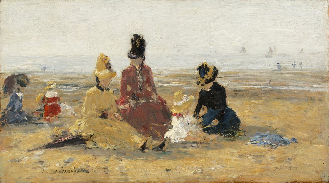 Sulla spiaggia, Trouville, 1887 da Eugene Louis Boudin