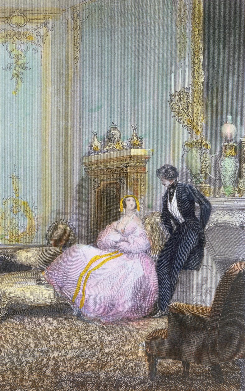 Coppia che chiacchiera, dettaglio di una scena familiare, c.1840 da Eugene Louis Lami