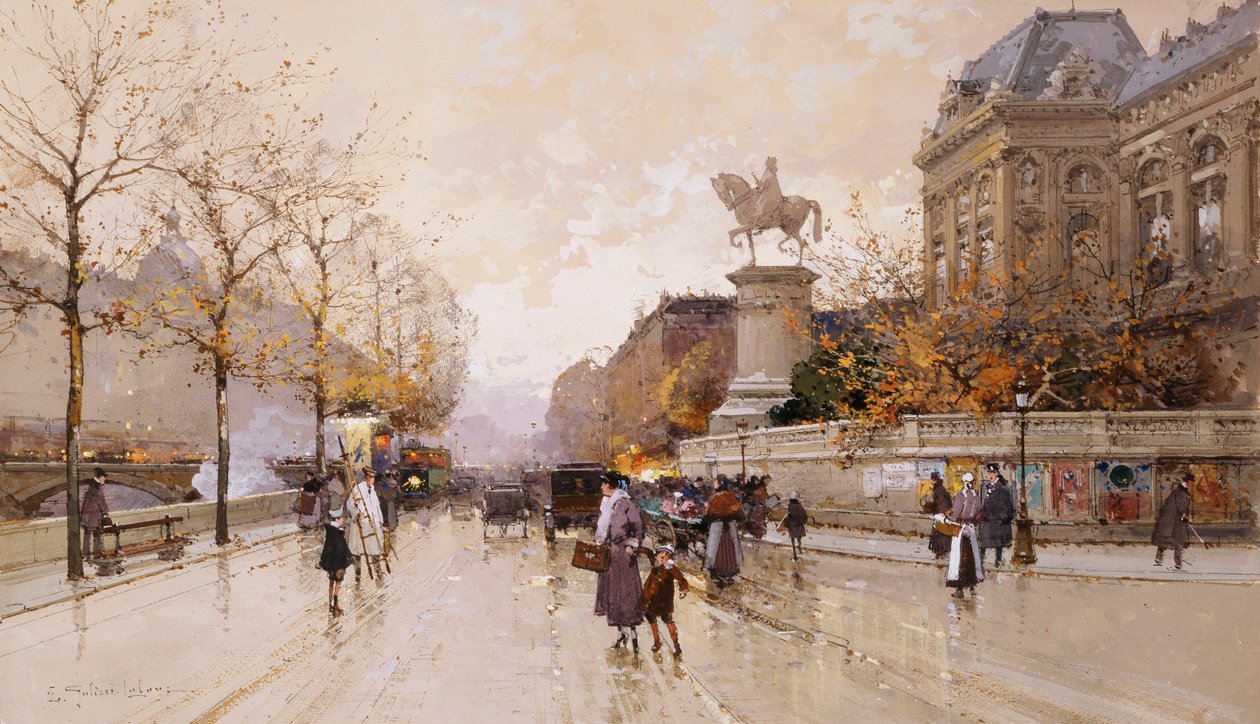 Una Scena di Strada a Parigi da Eugene Galien Laloue