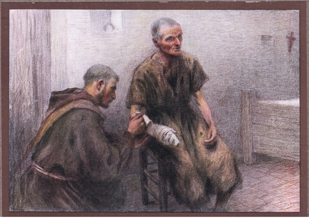 Frate Bentivoglia cura un lebbroso da Eugene Burnand