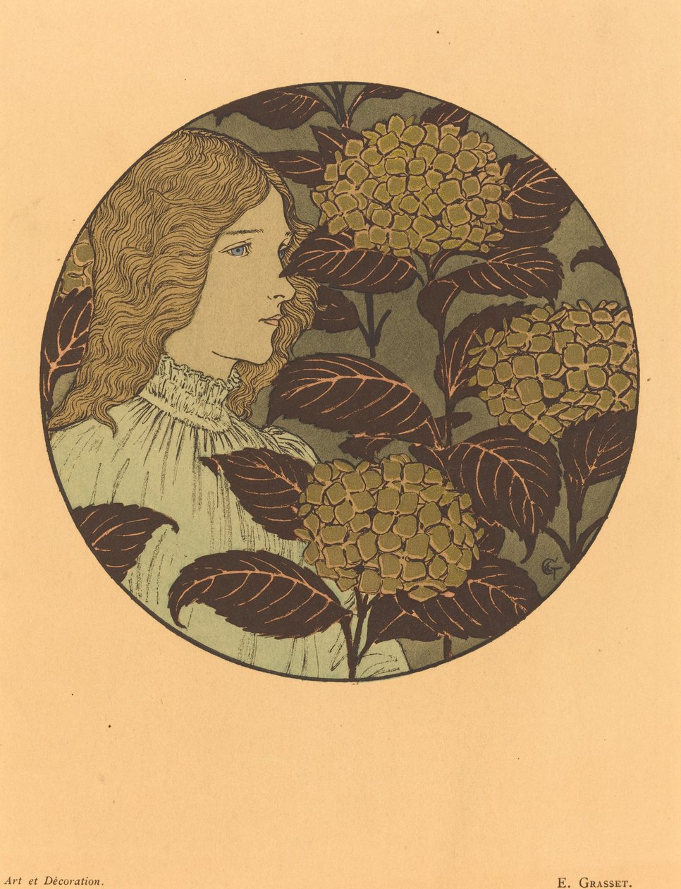 Ritratto tondo di una ragazza da Eugene Grasset