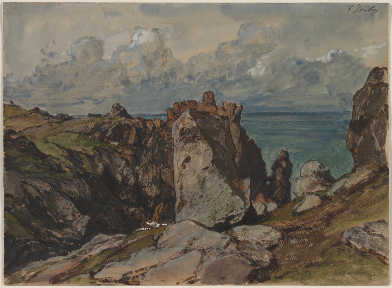 Scogliere sul mare a Cézembre, Bretagna da Eugene Isabey