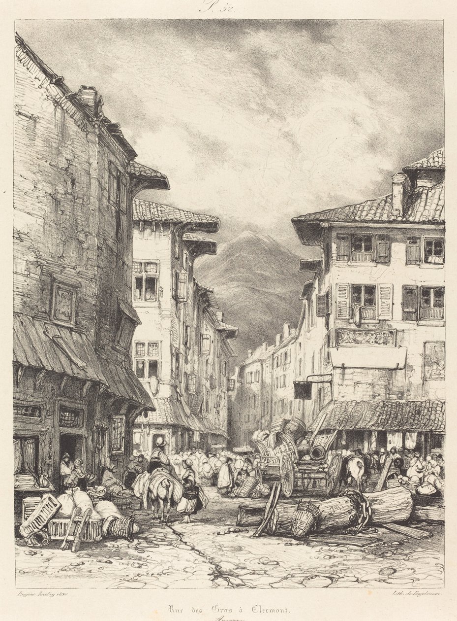 Rue des Gras a Clermont da Eugene Isabey