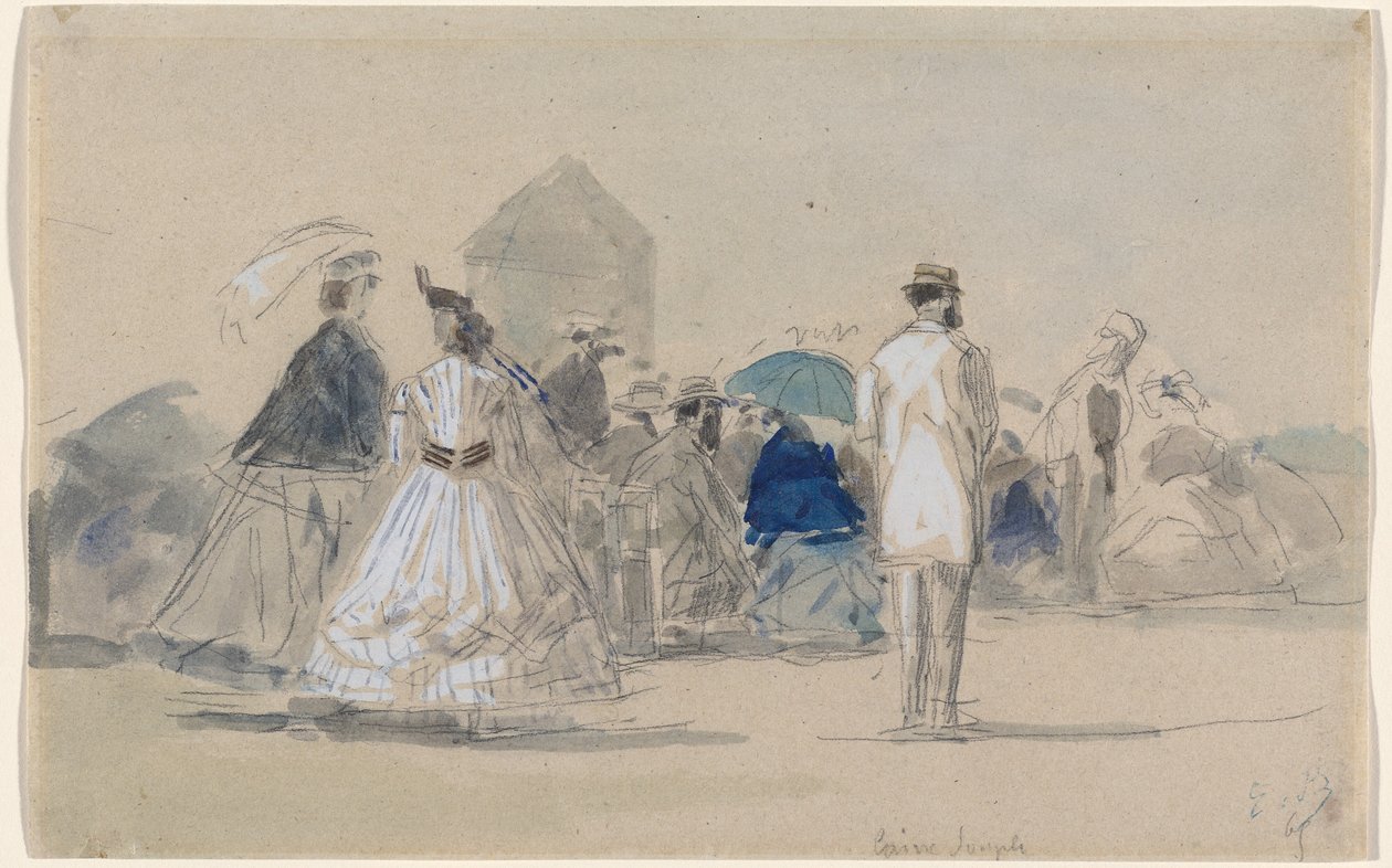 Crinoline sulla spiaggia, c. 1865 da Eugene Louis Boudin