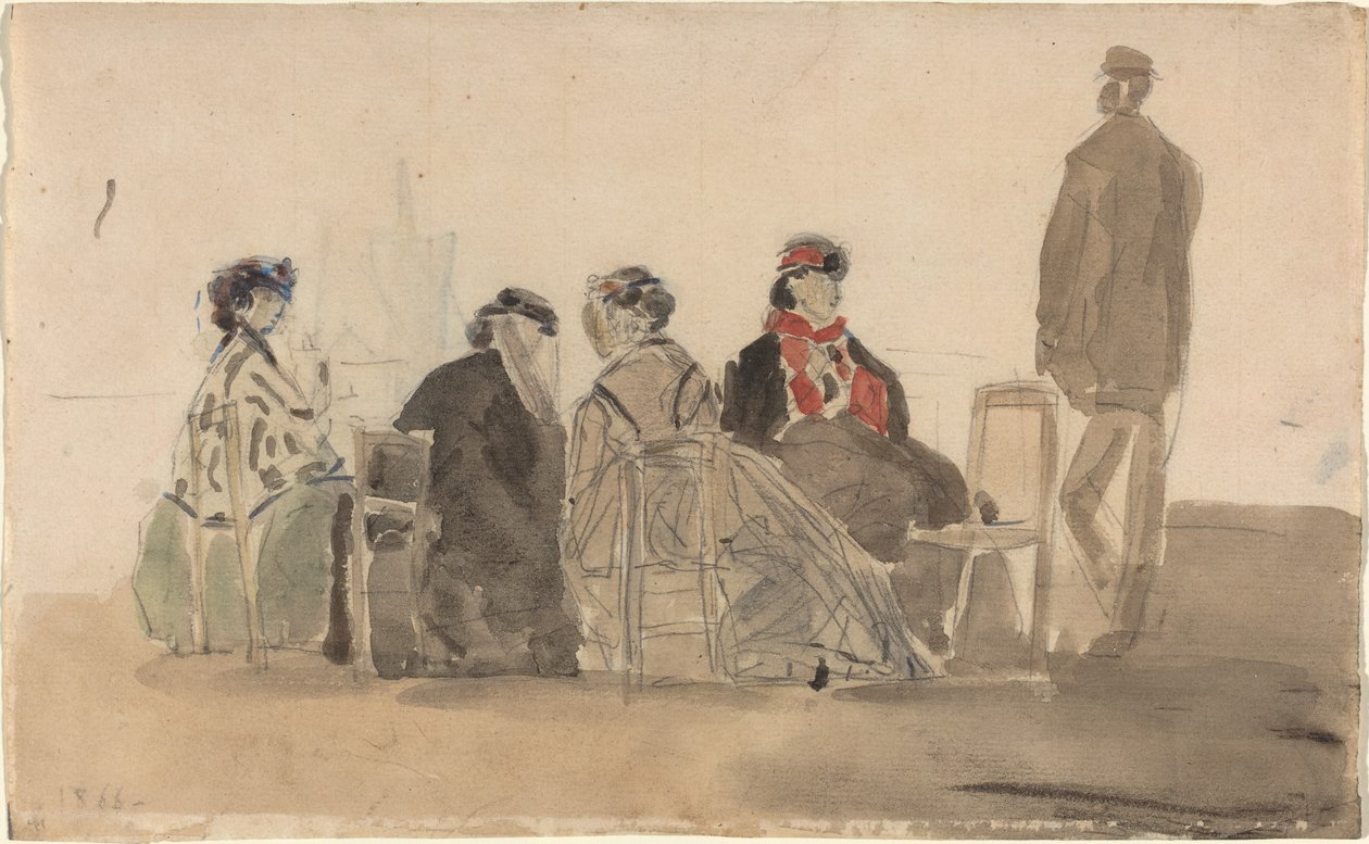 Quattro signore sedute a Trouville, 1866 da Eugene Louis Boudin