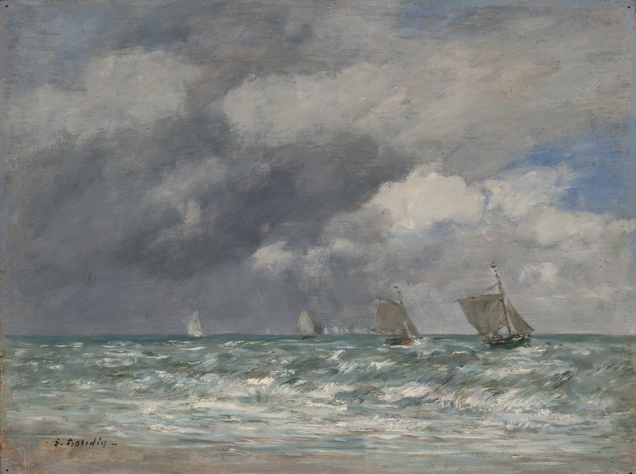 Barche a vela vicino a Trouville, c.1885-90 da Eugene Louis Boudin