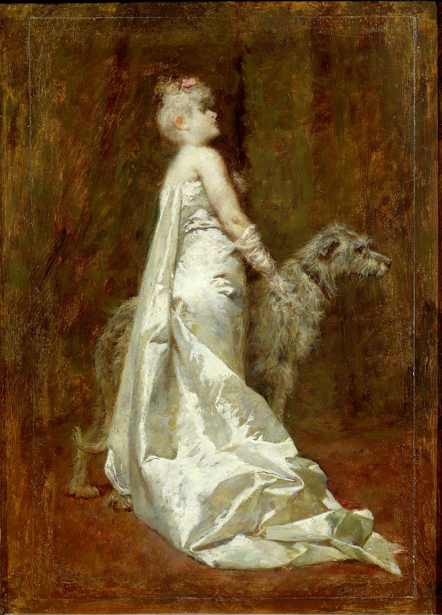 Vestito bianco e cane da Eugenio Scomparini