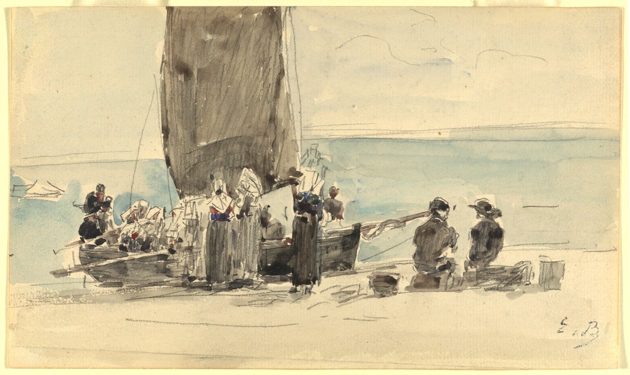 Caricamento delle barche da Eugène Boudin
