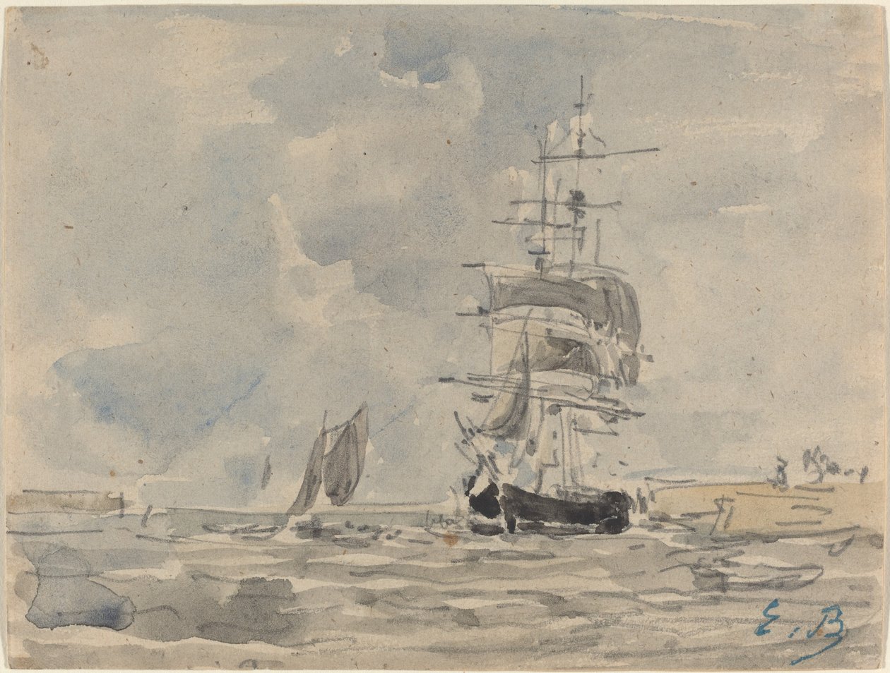 Marina con nave a vela da Eugène Boudin
