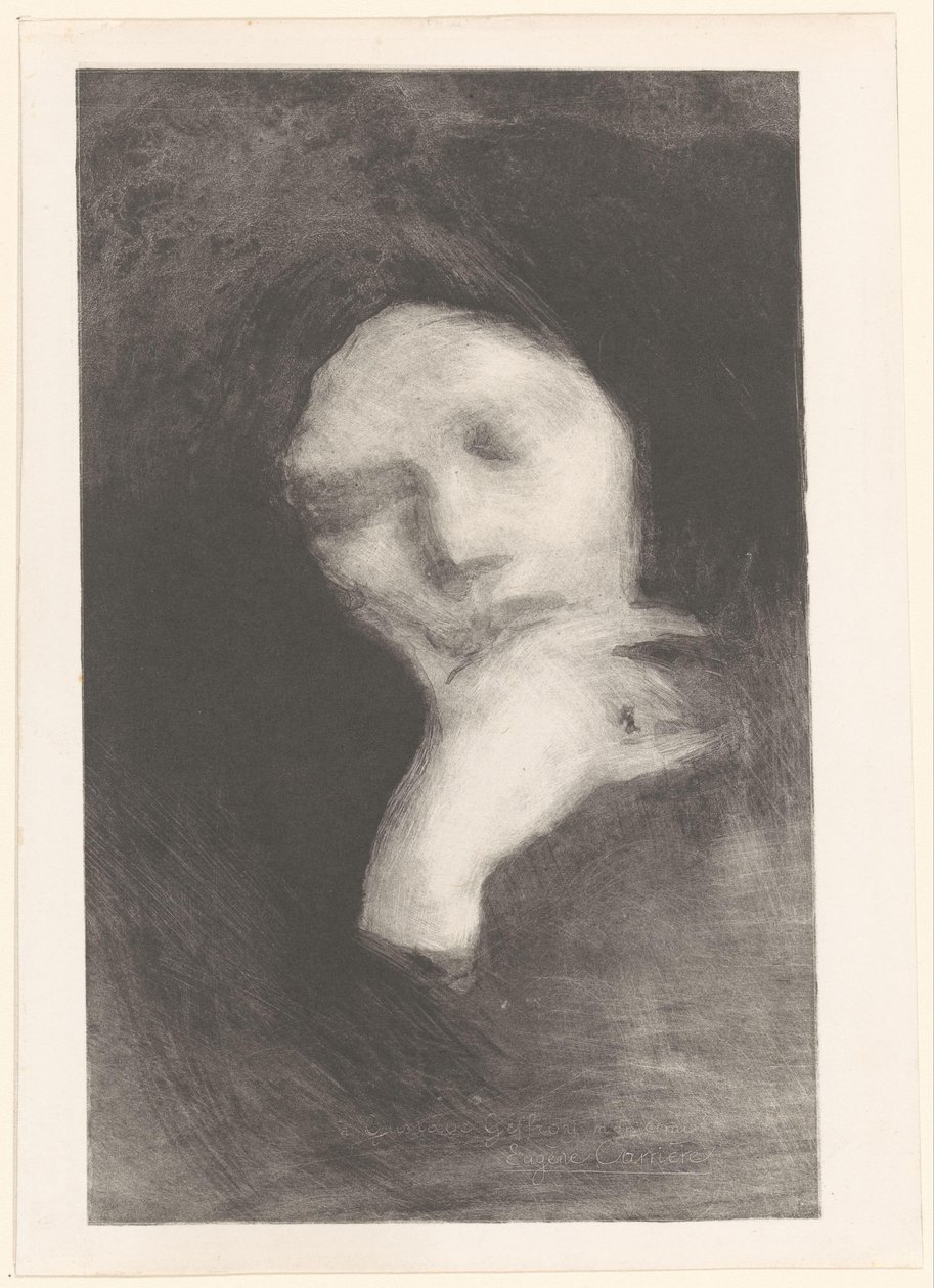 Volto di una donna meditante da Eugène Carrière