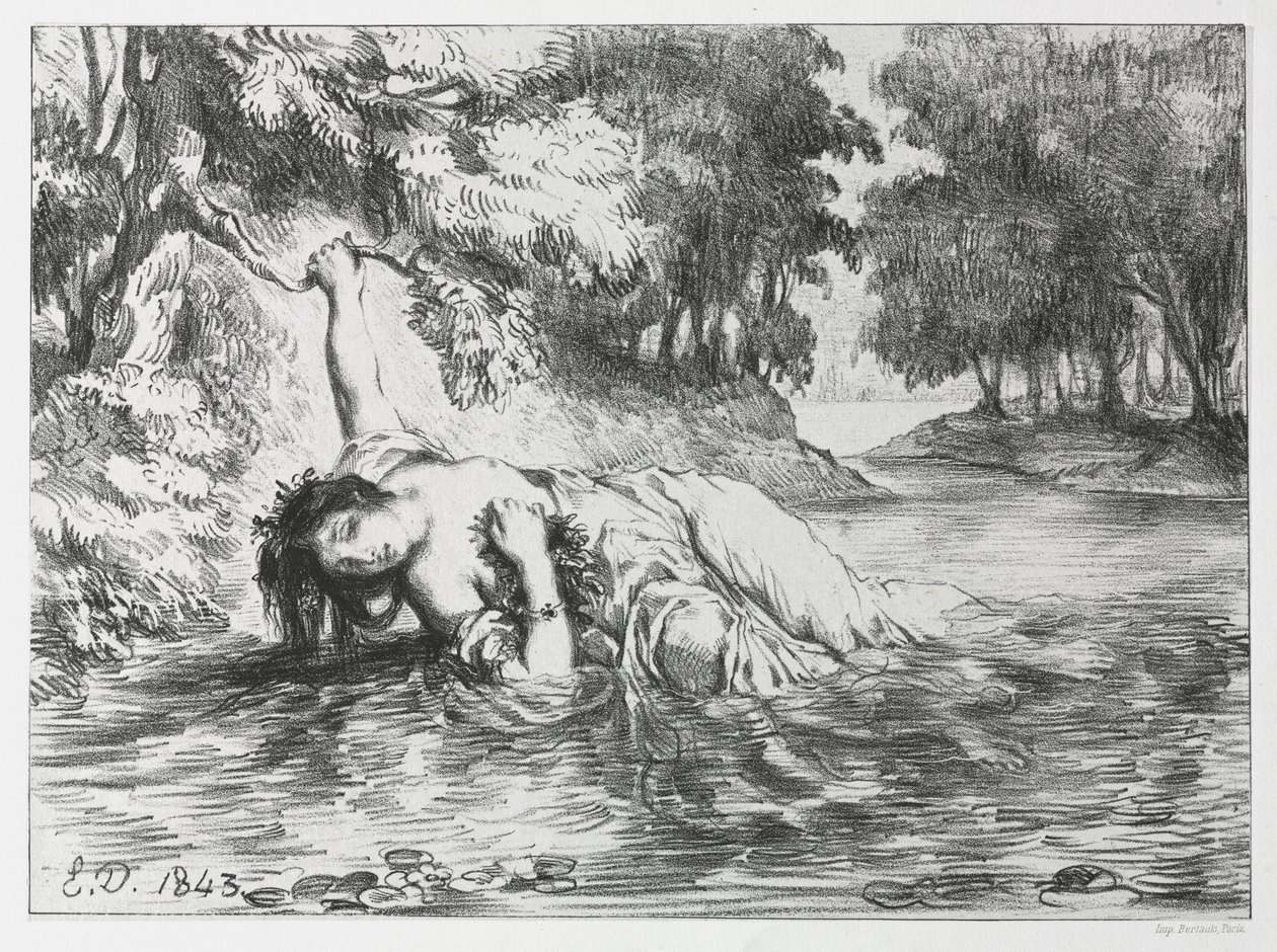 Amleto: La morte di Ofelia, 1843 da Eugène Delacroix