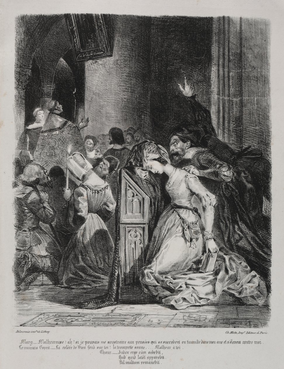 Illustrazioni per Faust: Margherita in chiesa da Eugène Delacroix