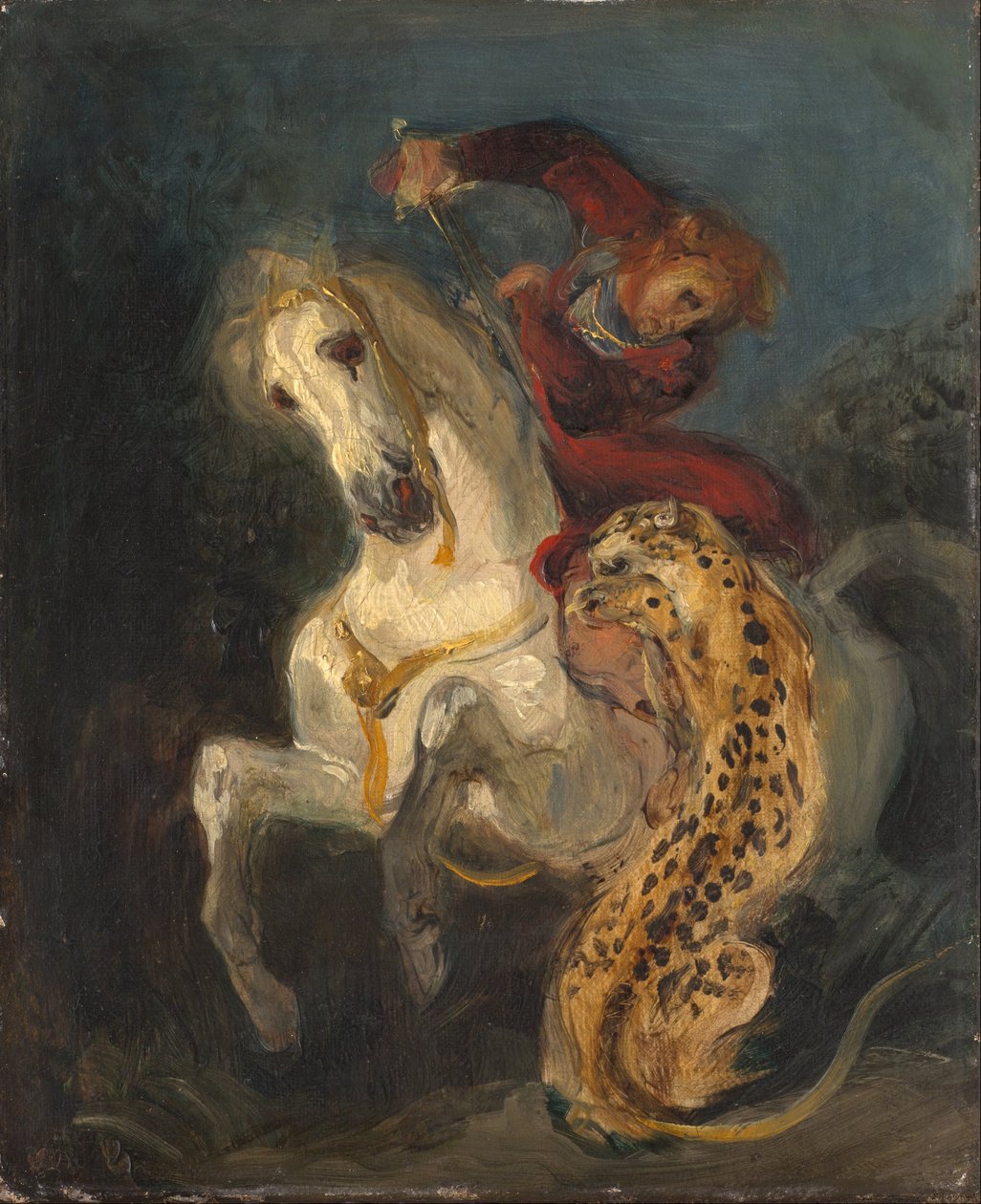 Cavaliere attaccato da un giaguaro da Eugène Delacroix
